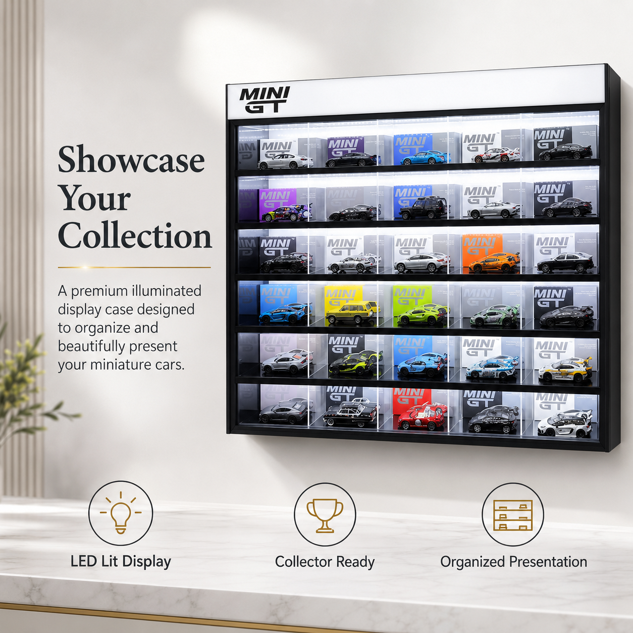 30 Compartments DIsplay with Sliding Cover for 1:64 Scale Mini GT