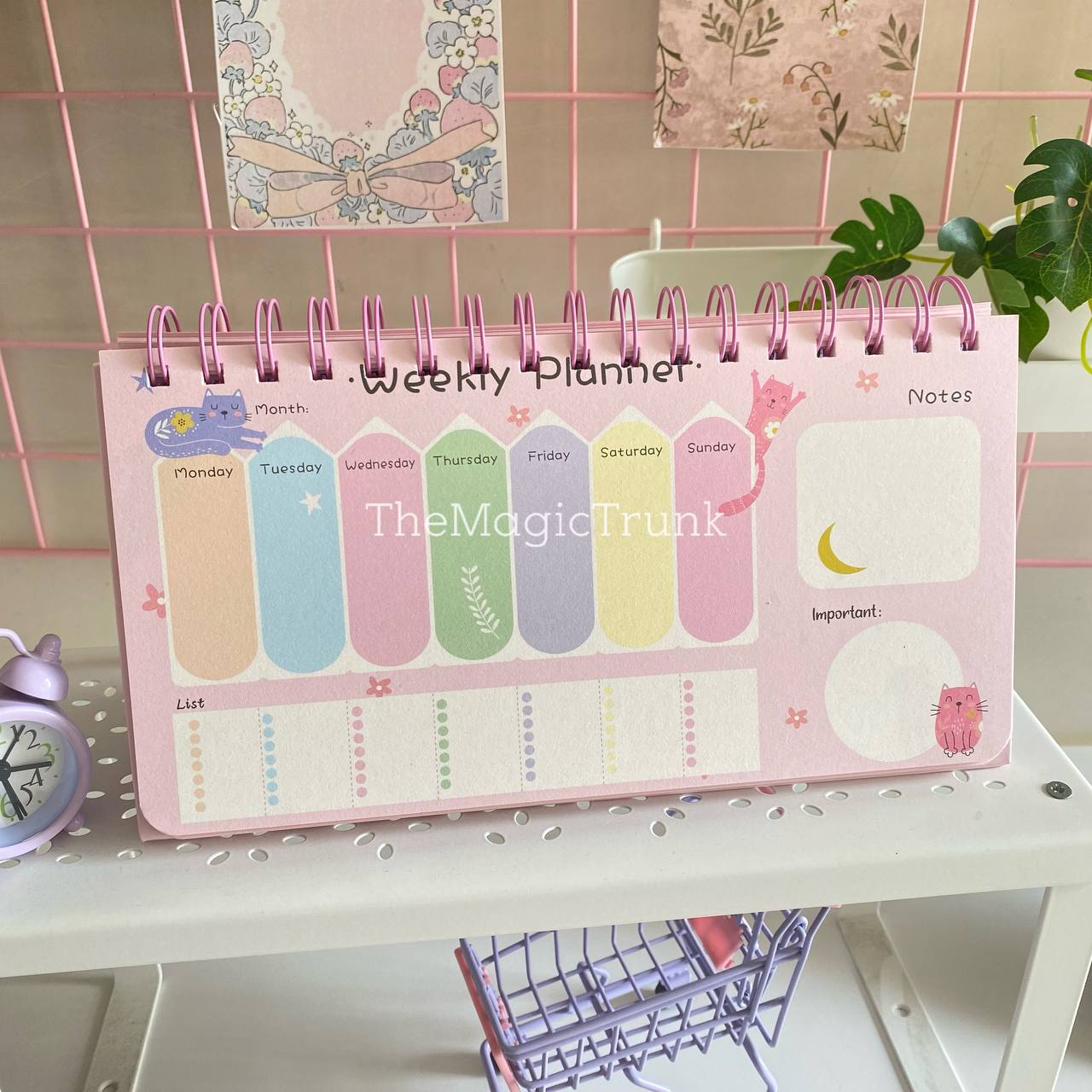 Cat Aesthetic Spiral Weekly Planner ( 1 pc )