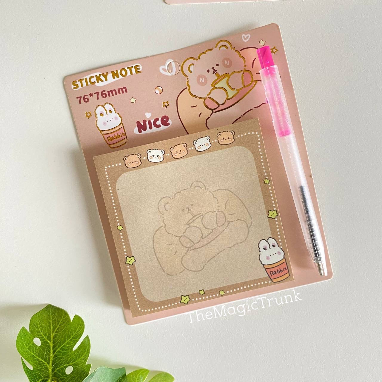 Kawaii Bunny Sticky Notes With Pen ( 1pc )