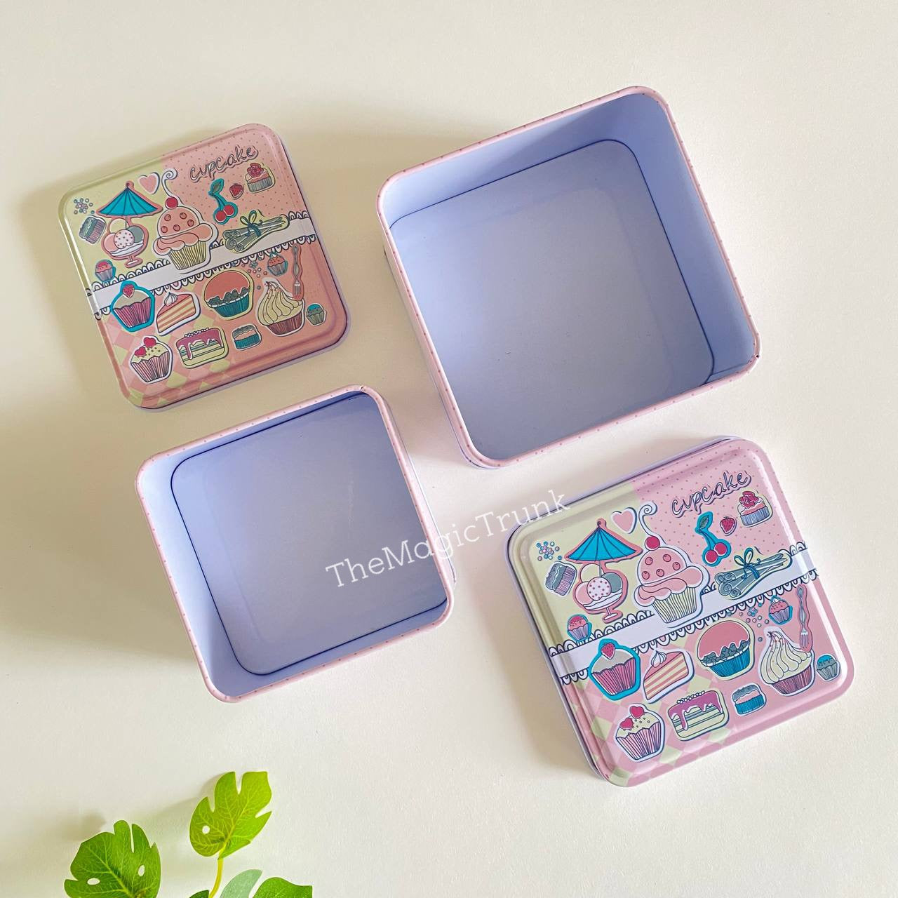 Cupcake Collectible Storage Tin Boxes 2 in 1 ( 2pcs )