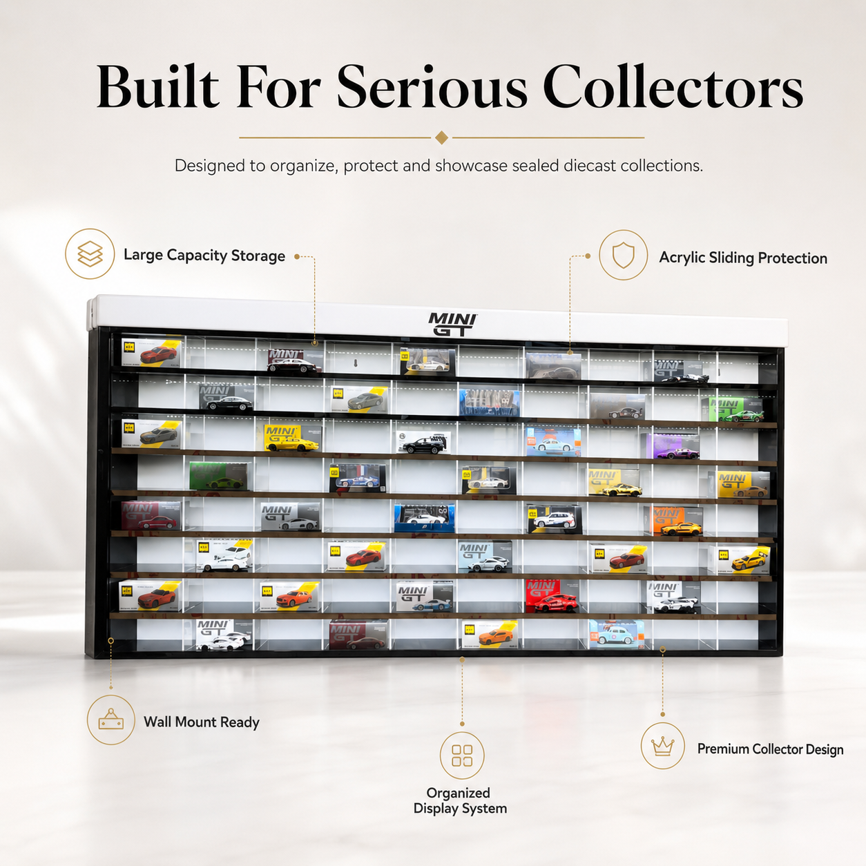80 Compartments Display with Sliding Cover for 1:64 Scale Mini GT