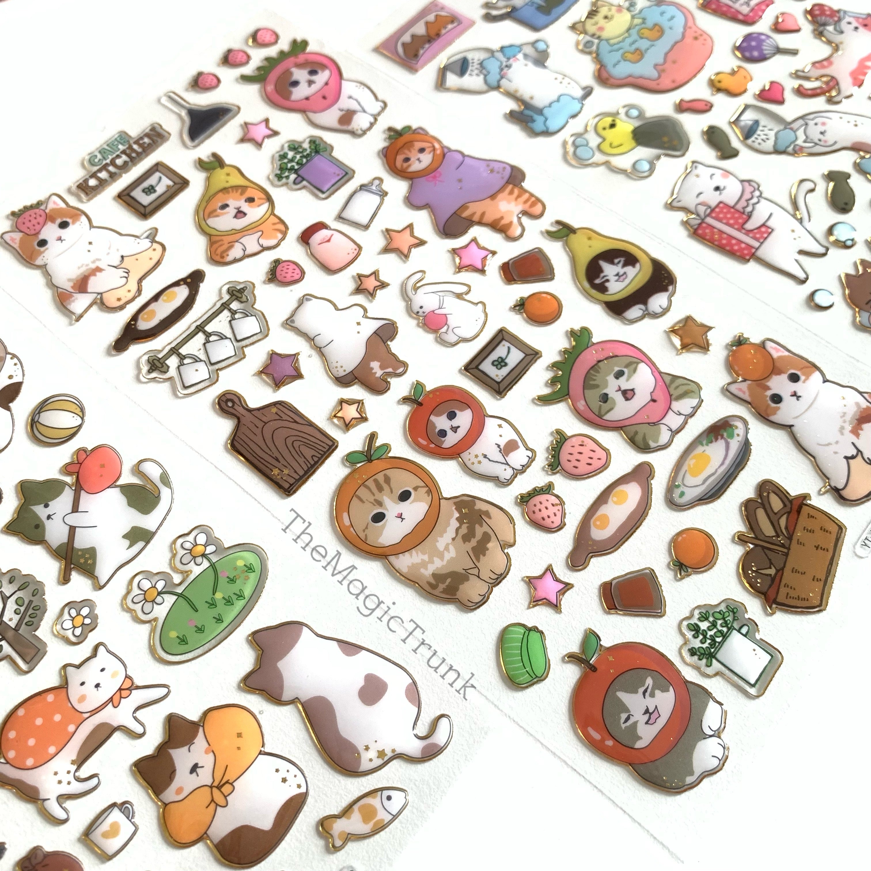 Cute Cat Adventure Stickers ( 1sheet )