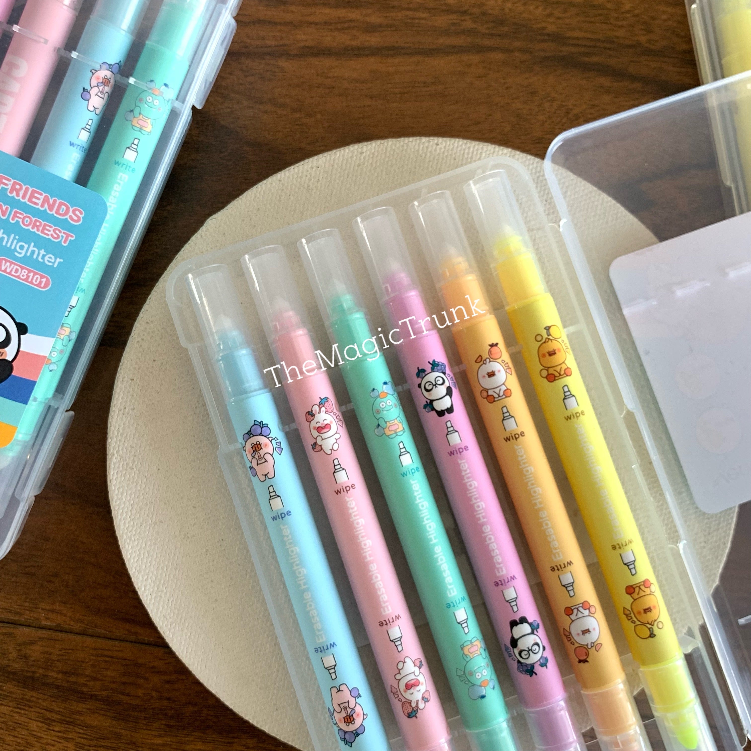 Cartoon Series Erasable Highlighters Set ( 6 pcs )