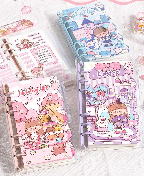 Kawaii Binder Reusable Notebook Diary With Storage Pouch ( 1pc )