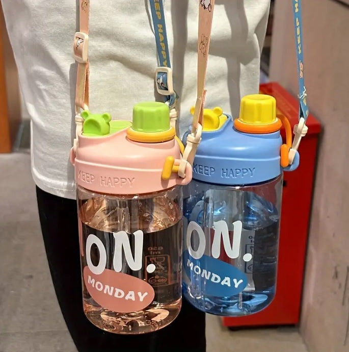 Dual Opening Strap Sipper Water Bottle 650ml ( 1pc )