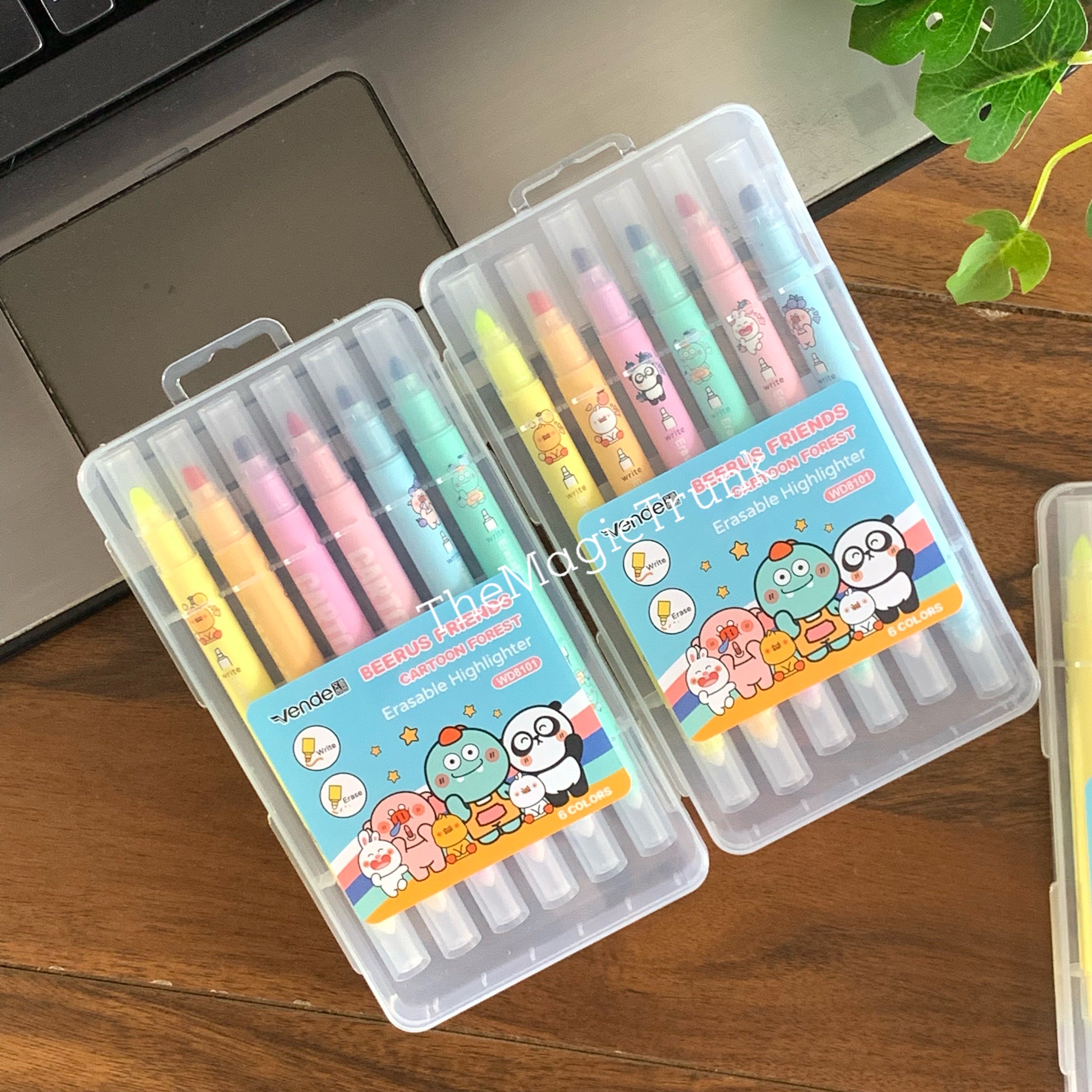 Cartoon Series Erasable Highlighters Set ( 6 pcs )