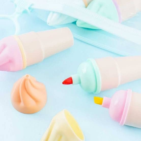 Ice Cream Shape Highlighter Set ( 6 pcs )