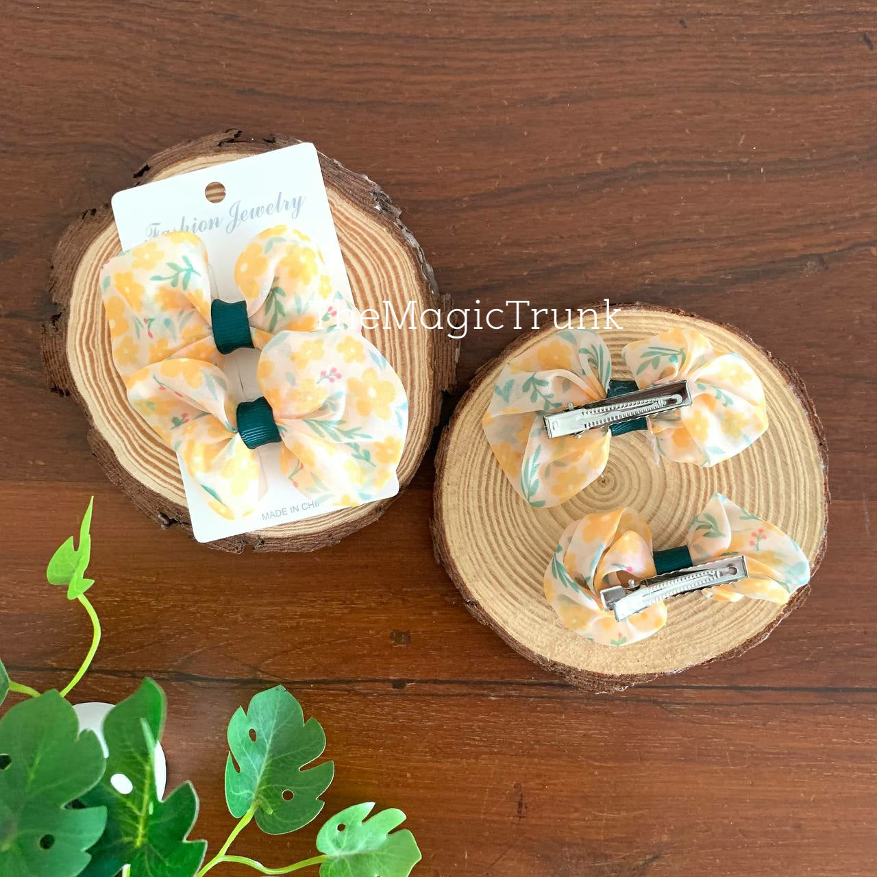 Floral Organza Bow clip ( 2 pcs )