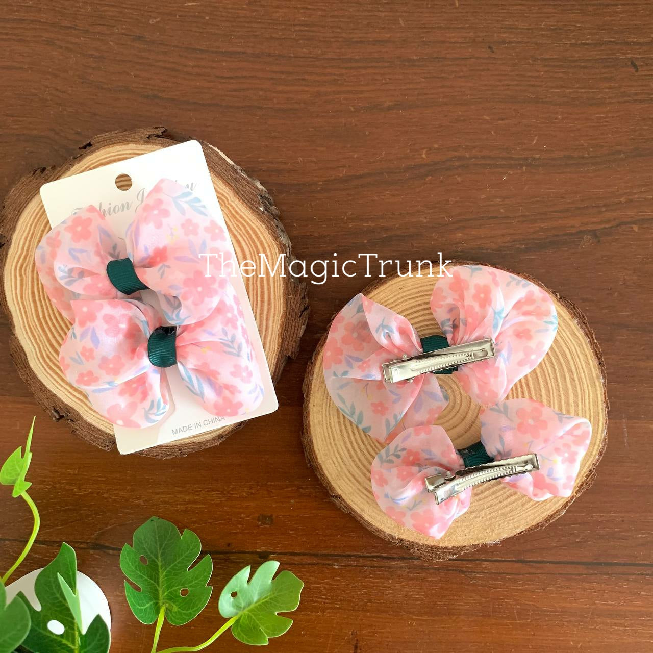 Floral Organza Bow clip ( 2 pcs )