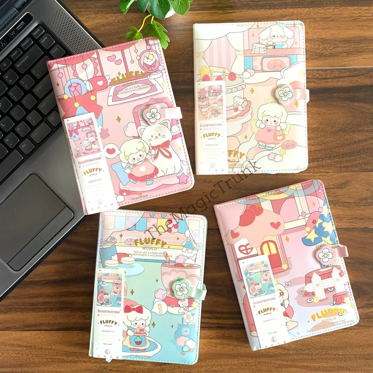 Kawaii Fluffy Magnetic Strap Diary ( 1 pc )