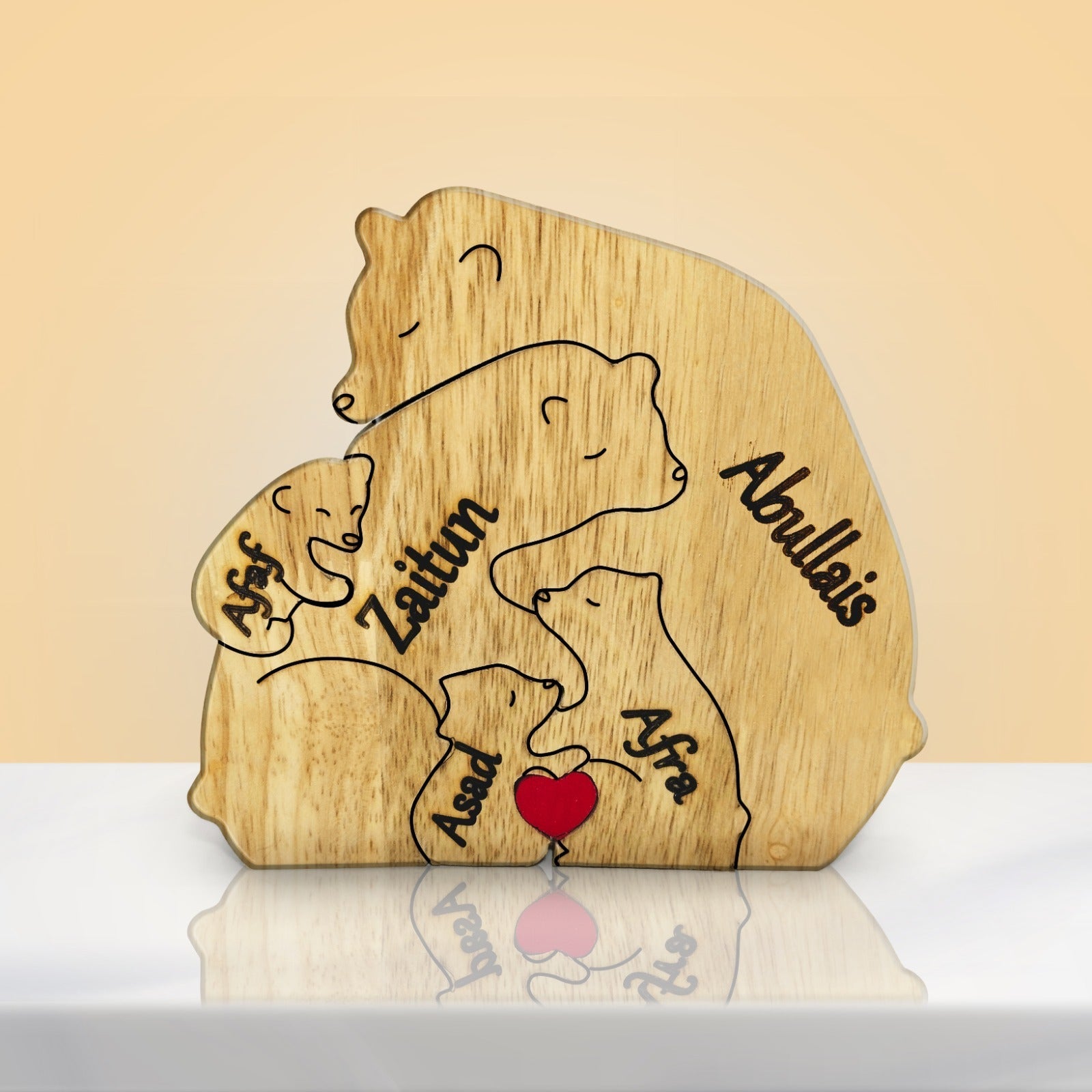 Customizable Wooden Bear Family