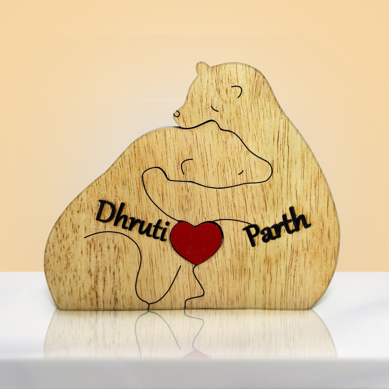 Customizable Wooden Bear Family