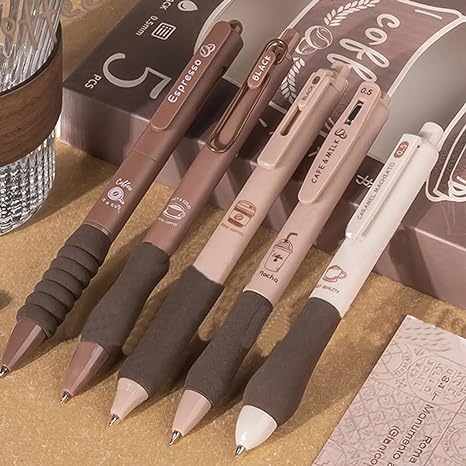 Coffee Soft Grip Gel Pens ( 5 pcs )