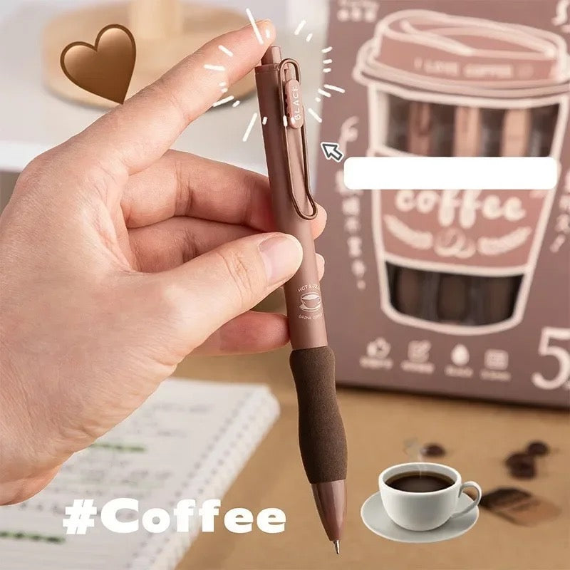 Coffee Soft Grip Gel Pens ( 5 pcs )