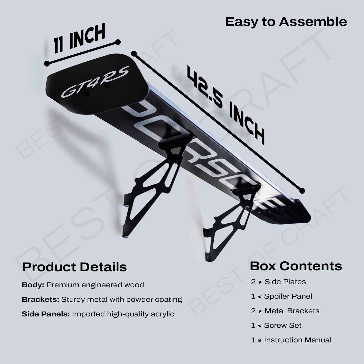 GT4 RS Spoiler Shelf for Wall –  Spoiler Shelf for Home, Office, Garage | Race Car Inspired Display Wall Shelf