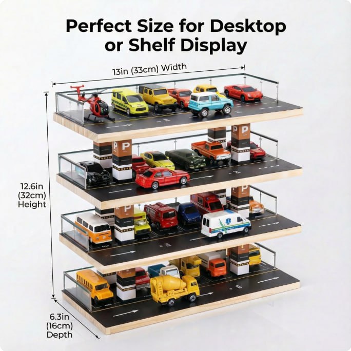 Toy Car 4-Level Parking Garage Playset (Without Cars)