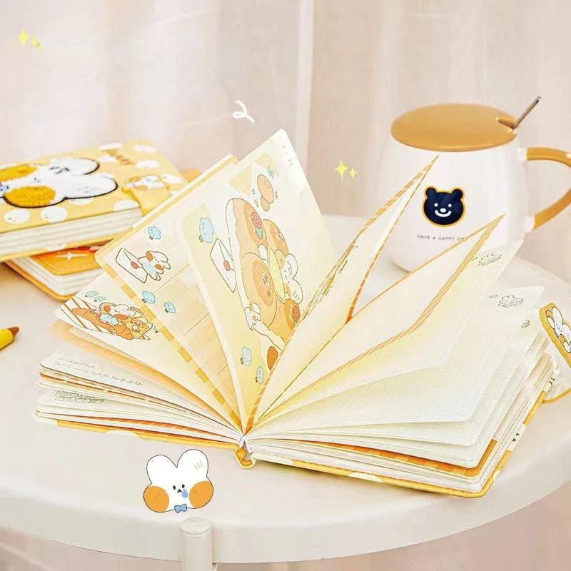 Kawaii Bunny Journal Diary Notebook With Magnetic Strap ( 1pc )